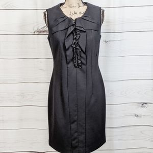 T TAHARI CAREER Black Dress Front Ruffle Detail